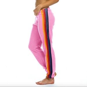 Women’s Medium Aviator Nation hot pink 5-stripe sweatpants